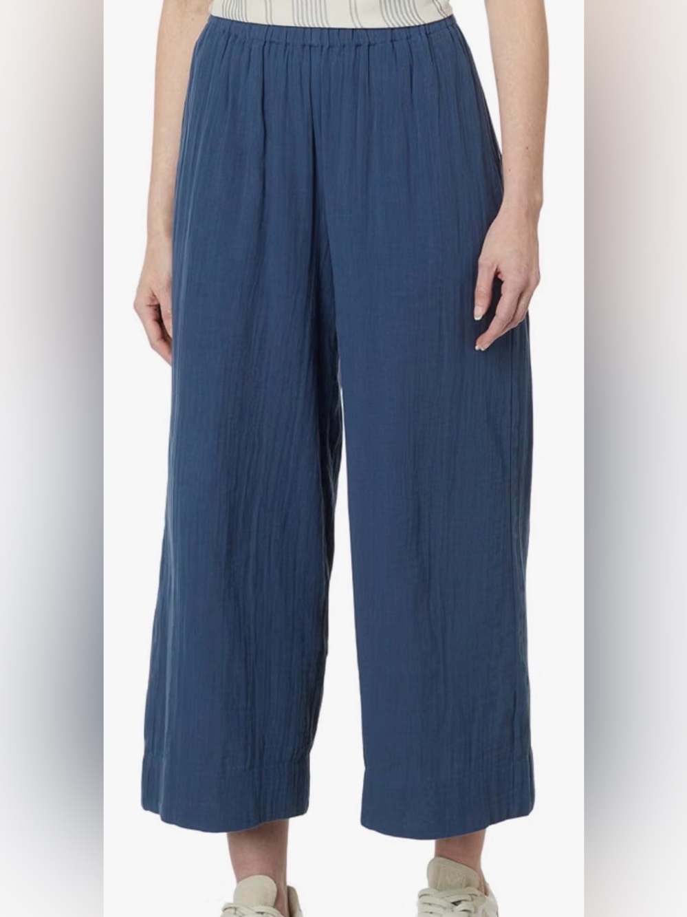 Pact Organic Coastal Double Gauze Wide-Leg Pants in French Navy Women’s Size XL